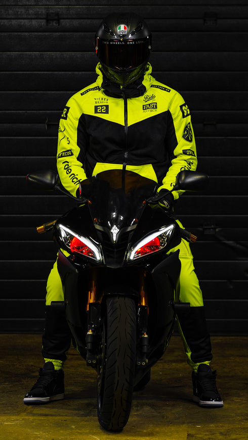 Ride Rich Regency V2 Flow Mesh Armoured GP Softshell Motorcycle Jacket - Yellow